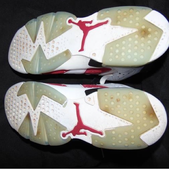 Size 6.5Y NIKE JORDAN 6 CARMINE AIR JORDAN YOUTH SNEAKERS (PRE-OWNED) - Picture 3 of 4